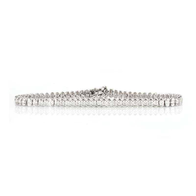 18k White Gold Round Brilliant Cut Diamond Set Line Bracelet 3.60ct ...